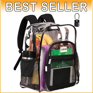 TSA-Friendly Clear Backpack for Adults - 32L Capacity with Security Features - Picture 1 of 11