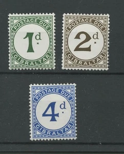 Gibraltar SGD1, D2, D3a 1956 Postage Due 1d, 2d, 4d Broken 'd' U/M - Picture 1 of 1
