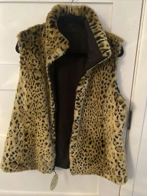 Kristen Blake Reversible Faux Fur Vest, Leopard Print/Black, NWT - Image 1 of 4