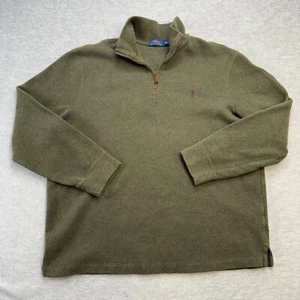 Polo Ralph Lauren Suéter Para Hombres 2XL Verde Oliva 1/4 Cremallera Tejido Pullover Jersey Poni - Imagen 1 de 9
