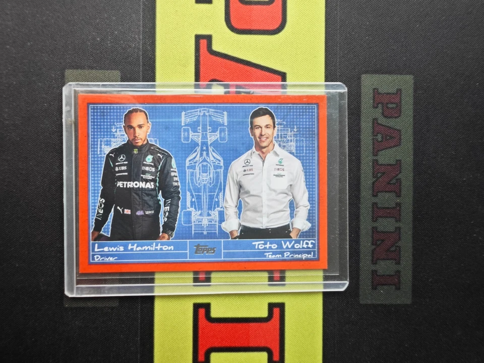 2021 Topps Formula 1 Racing Orange Lewis Hamilton & Toto Wolff /25 - Image 1 of 2