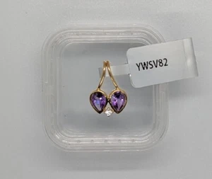 1.25cts Moroccan Amethyst & White Zircon 9K Gold Pendant - Picture 1 of 9