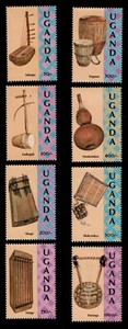 Uganda 1992 - MUSICAL INSTRUMENTS - Set of 8 Stamps - Scott #1016-23 - MNH - Picture 1 of 1