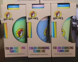 Authentic Buc-cee’s Color Changing Tumblers-5 With Lids And Straws- New In Box - Picture 1 of 1