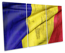 Flag of Romania TREBLE CANVAS WALL ART Box Framed Picture