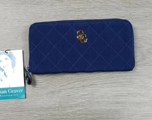 Billetera con cremallera acolchada azul Susan Graver - Imagen 1 de 5