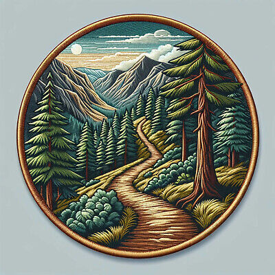 Hiking Trail Patch Iron-on Applique Nature Ba...