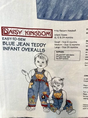 MONOS INFANTILES DE PELUCHE AZUL JEAN Fácil de Coser Daisy Kingdom Tallas 6, 12, 24 Meses Foto 1 de 3