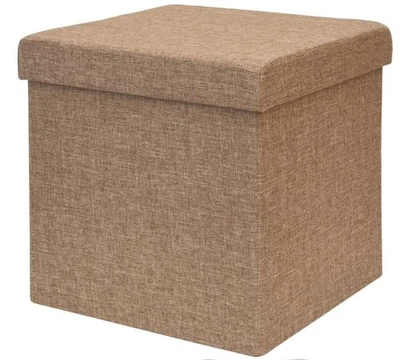 Faltbarer Sitzhocker 38cm Fußhocker Polsterhocker 42L Sitzwürfel Ottomane Leinen - Bild 1 von 4