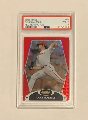 2008 Topps Finest Cole Hamels #96 Red Refractor /25 PSA 9 - Image 1 of 2