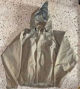 Simms Fishing Jacket Men's Large Brown Hooded Goretex Outdoor Full Zip Pocket - Picture 1 of 11
