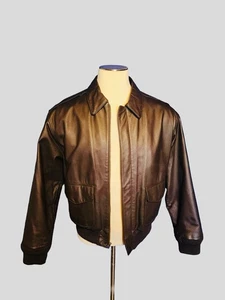 Airborne Leathers Herren Air Force Echtleder Jacke mit Flagge mittelbraun - Bild 1 von 9