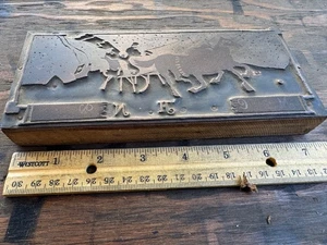 Rare Antique letterpress Copper PRINTING BLOCK Village Christmas Sleigh Ride - Picture 1 of 10