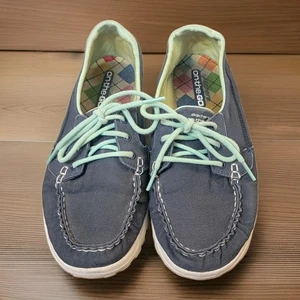 Skechers On The Go Sneakers Womens Size 8.5 Blue Boat Shoe Lace Up Lightweight - Picture 1 of 12