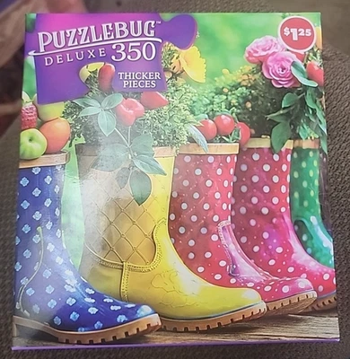 Puzzlebug Deluxe *Blooms and Boots* 350 piece Jigsaw Puzzle 20x12 - Image 1 of 2