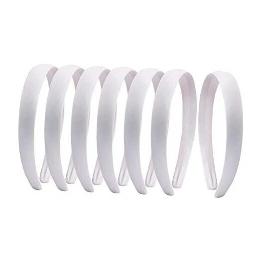 33 PCS 2 CM White Headbands Plain Satin Covered Headband Women Fabric white - Image 1 of 4