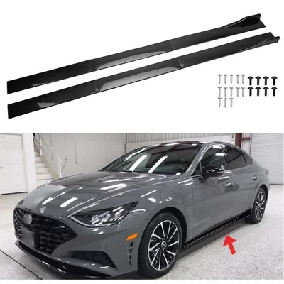 Carbon Fiber Look Side Fin Splitter Side Skirt Lip For Hyundai Sonata 2015-2019 Foto 1 de 4