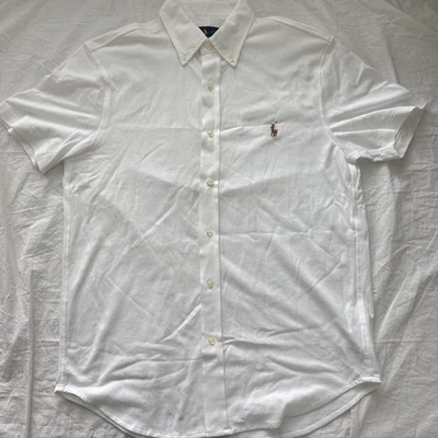 Polo Ralph Lauren Hombre Blanco, RARO SS Abotonado, Tejido Oxford, Talla M, 828 Foto 1 de 4