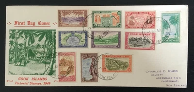 COOK ISLANDS 1948 Pictorial Definitives FDC to 3s (P125#10) - Image 1 of 2