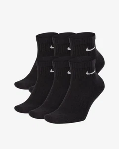 Nike Everyday Cushioned Training Ankle Socks (6 Pairs) SX7669 Black Size M New - Picture 1 of 5