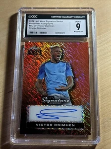 2024 LEAF METAL AUTOGRAPH VICTOR OSIMHEN 1/1 CGC 9/10 π€―π₯ RARE ORANGE SHIMMER!! - Picture 1 of 2