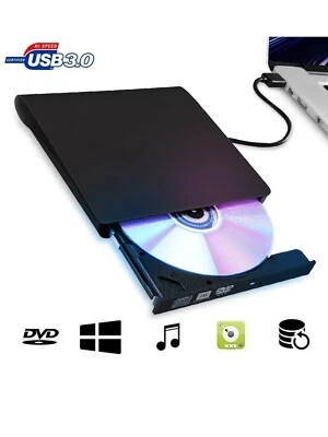 External CD DVD RW Drive USB 3.0 Writer Burner Player Black For Laptop PC - Image 1 of 4
