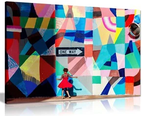 Colourful Wall Dancing Girl Framed Canvas Print Wall Art Home Decor - Picture 1 of 6