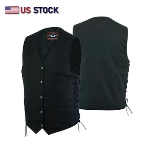 Highway Leder schwarz Motorrad Denim Weste Biker Herren Pistole Tasche # HL21614 - Bild 1 von 11