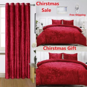Weihnachten Besonder Modern Rot Samt Ösen Ring Top & 4 Stck. Bettwäsche Set - Bild 1 von 5