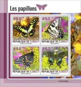 Djibouti - Mariposas 2021, cola de espada, cola de golondrina - Hoja de 4 sellos - DJB210208a - Imagen 1 de 1