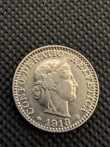 1913 SWITZERLAND 20 RAPPEN COIN KM217 - BRILLIANT UNCIRCULATED - Picture 1 of 11