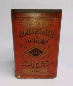 Vintage James P Smith & Co. Allspice Spice Tin Paper Label Tin body - Picture 1 of 7