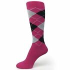 XL Extra Large Size Men's Argyle Dress Socks,Hot Pink/Light Gray/Black
