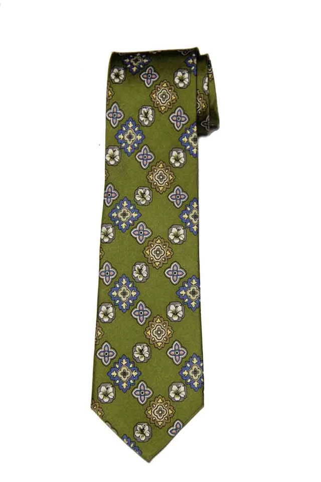 Corbata de seda Tommy Bahama verde floral hecha a mano para hombre Foto 1 de 1