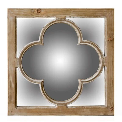 10" Natural Brown With Whitewash Square Wall Mounted Accent Mirror - Image 1 of 4