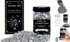 Syedra Crushed Glass for Crafts, Crushed High Luster Chips, Broken Glass Silver