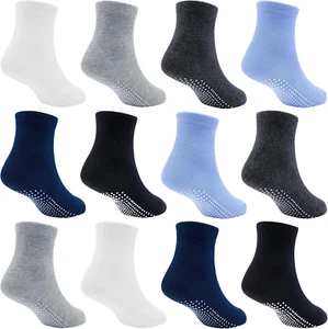 Toddler Boys Socks- Kids Socks with Grips 12 Pairs Non Slip Skids Toddlers Girls - Picture 1 of 7