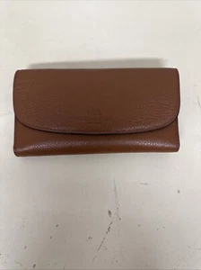 Coach Women’s Pebbled LeatherCheckBook Wallet Brown - Picture 1 of 15
