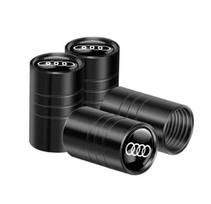 Lot 4 Bouchon De Valve Noir Logo Anneaux Audi - Picture 1 of 1