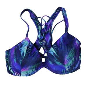 Top de bikini Victoria's Secret ROSA M (DD). Estampado tropical azul. Con aros. Natación. - Imagen 1 de 4