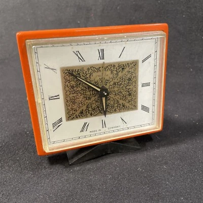 RUHLA Wecker Tischuhr, Orange - Space Age 70er Design, Made in GDR Mechanisch - Bild 1 von 4