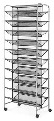 Mainstays 10 Tier 60 Pair Metal & Mesh Rolling Shoe Rack 2-sided Design Durable - Изображение 1 из 4