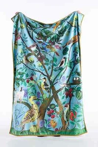 Anthropologie Nathalie Lete Marais Throw Blanket Birds Floral Blue Jungle NEW - Picture 1 of 4