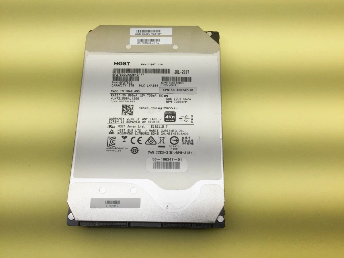 HGST SAS Internal Hard Disk Drives 8 TB Storage Capacity for sale