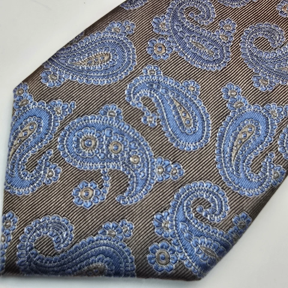 Corbata Enro para hombre plateada y azul cachemira 100 % seda sensación de lujo 58" de largo  Foto 1 de 4