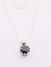 2 Ct Black Diamond Solitaire 10 Prong Necklaces Pendant 14k White Gold Over