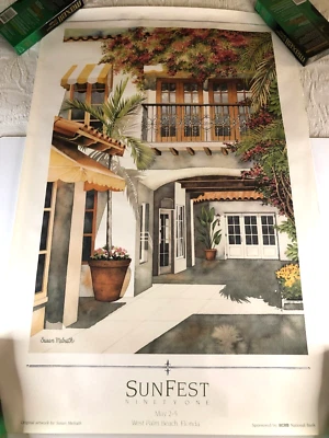 Pôster original raro grande Sunfest por Susan Melrath 1991 - Imagem 1 de 4