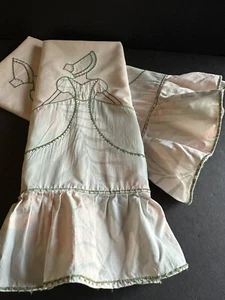 Pair Vtg Handmade Pillow Cases Blush Pink Embroidered Southern Belle 18x30” - Picture 1 of 24