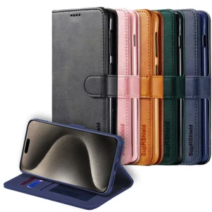 For iPhone 7 8 Plus X XS Max XR SE 15 14 13 12 11 Pro Max Wallet Flip Case Cover - Picture 1 of 51
