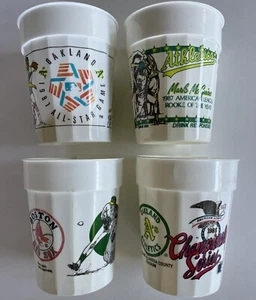 OAKLAND A's Beer CUPS Vintage 1980's Plastic MLB Baseball All-Star ALCS Lot 4 - Picture 1 of 6